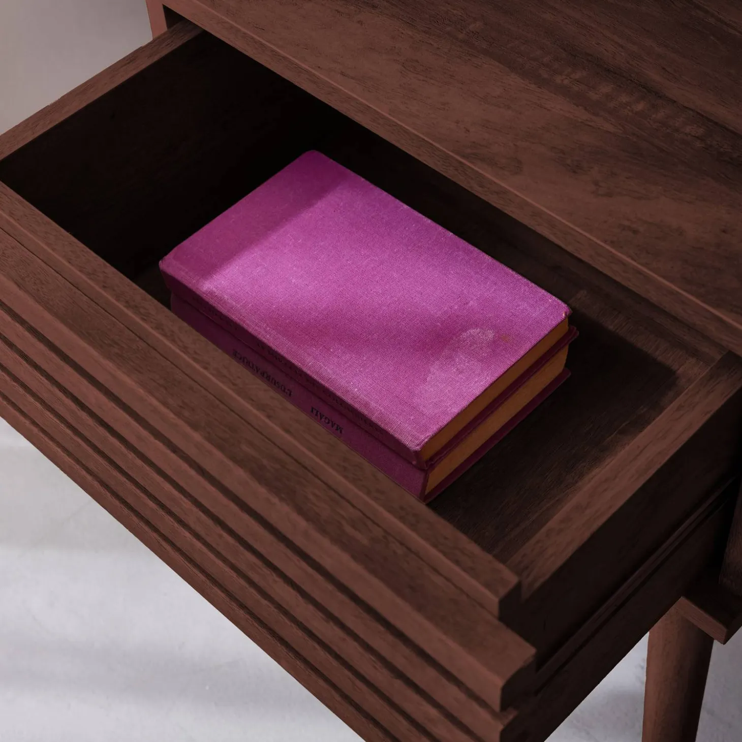 Pair of scandi-style bedside tables with grooved wood effect