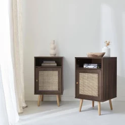 Pair of scandi-style bedside tables with cupboard