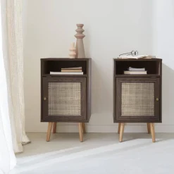Pair of scandi-style bedside tables with cupboard