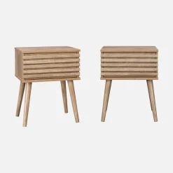 Pair of scandi-style bedside tables with grooved wood effect