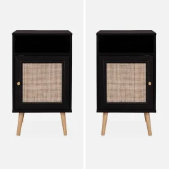 Pair of scandi-style bedside tables with cupboard