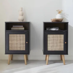 Pair of scandi-style bedside tables with cupboard