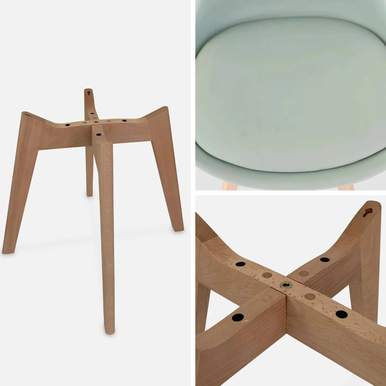 Pair of Scandi-style dining chairs with wooden legs