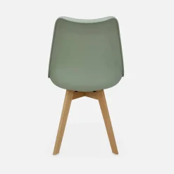 Pair of Scandi-style dining chairs with wooden legs