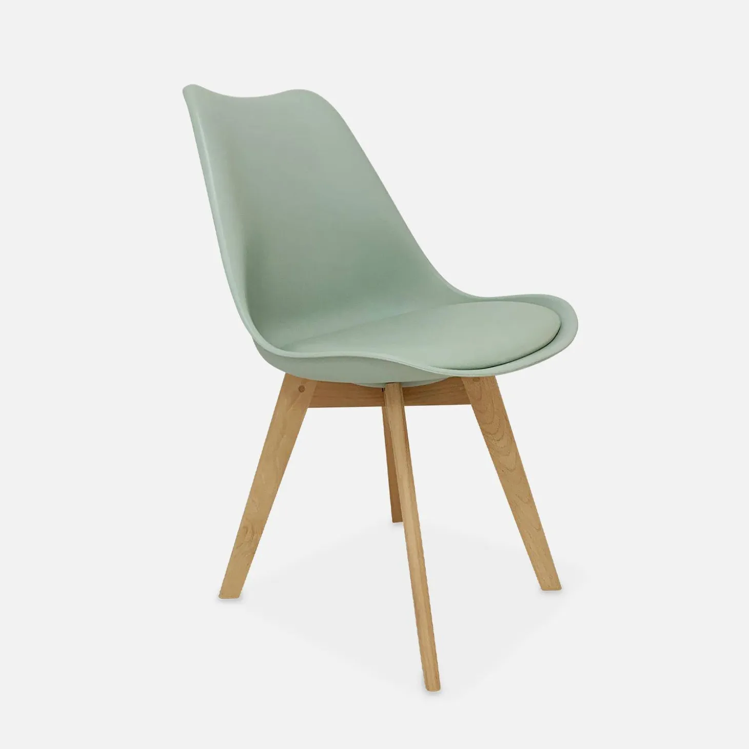 Pair of Scandi-style dining chairs with wooden legs
