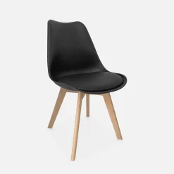 Pair of Scandi-style dining chairs with wooden legs
