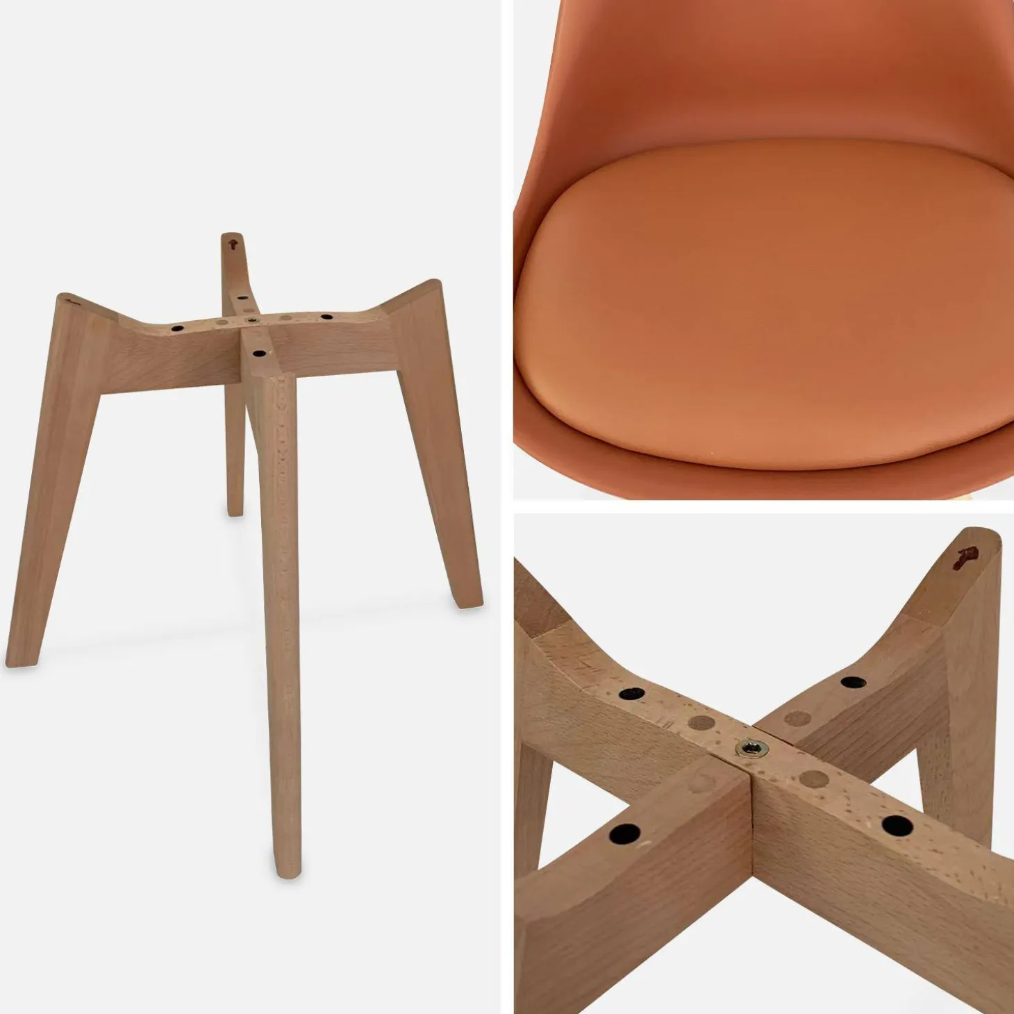 Pair of Scandi-style dining chairs with wooden legs