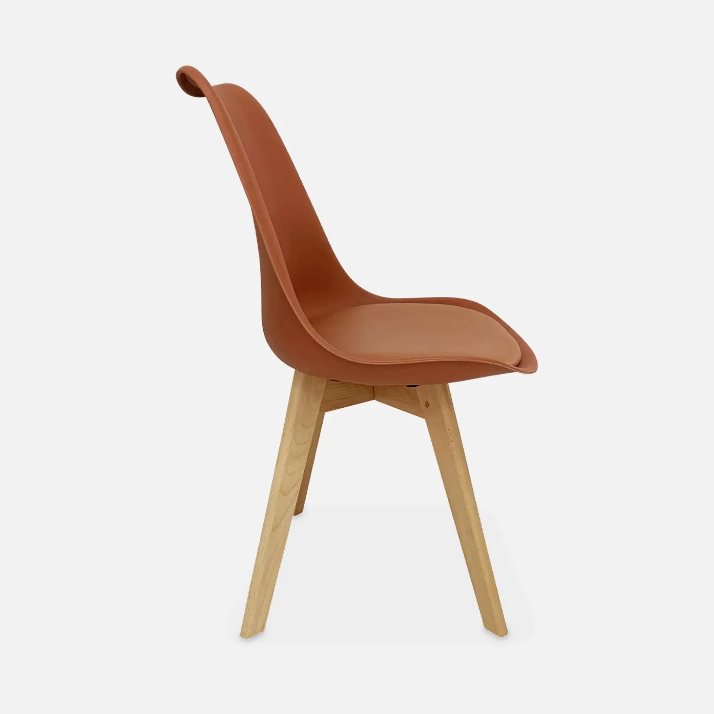 Pair of Scandi-style dining chairs with wooden legs