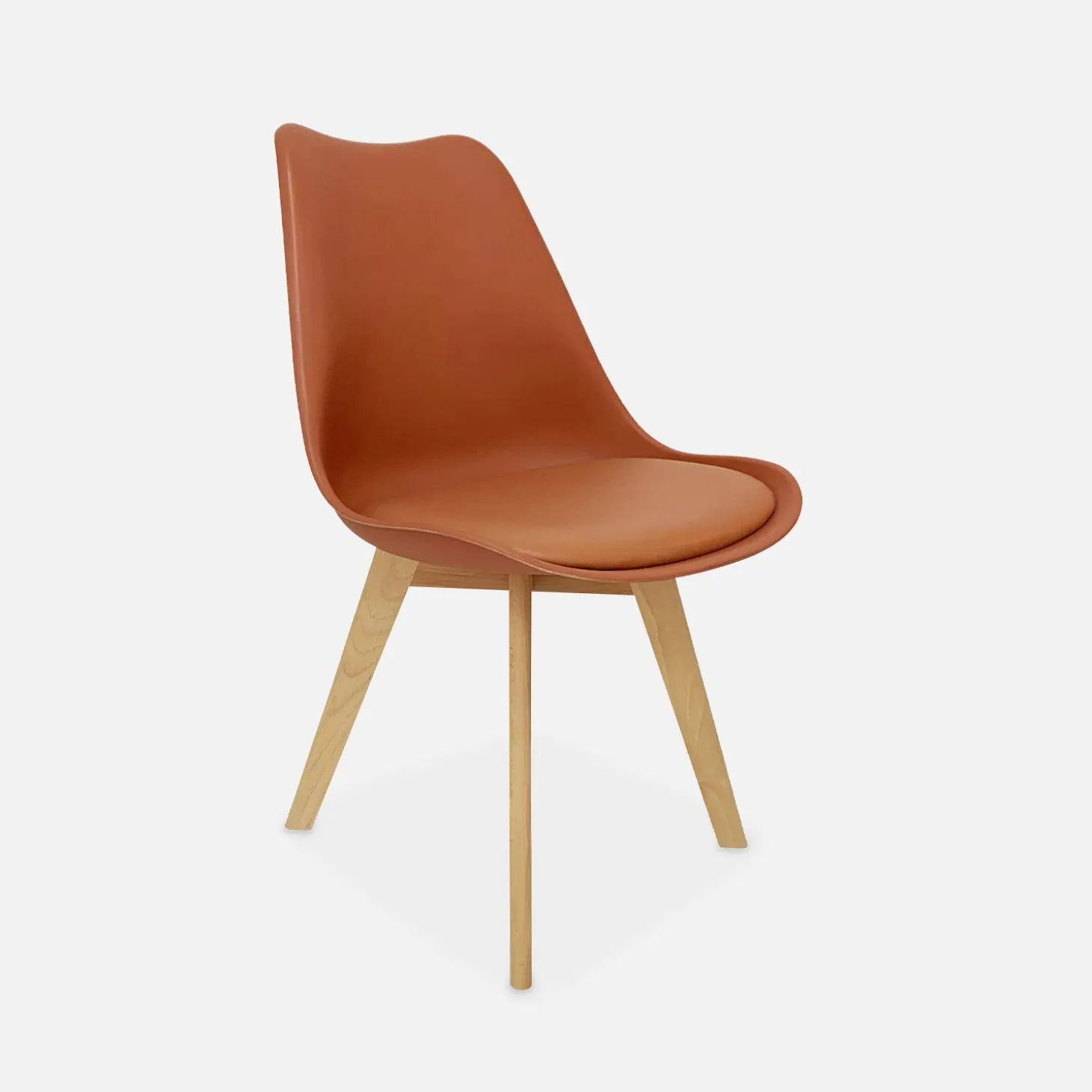 Pair of Scandi-style dining chairs with wooden legs