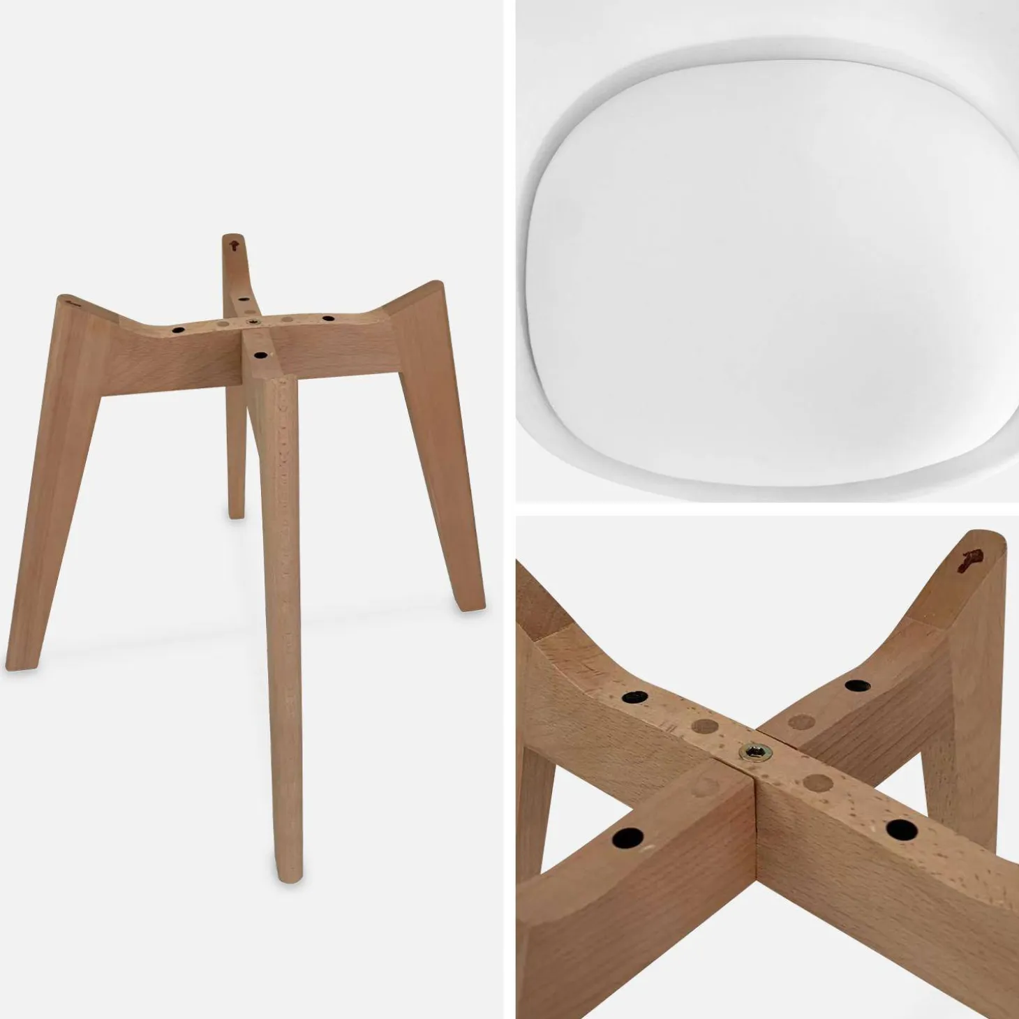 Pair of Scandi-style dining chairs with wooden legs