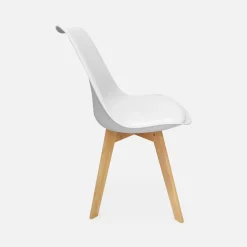 Pair of Scandi-style dining chairs with wooden legs