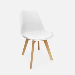 Pair of Scandi-style dining chairs with wooden legs