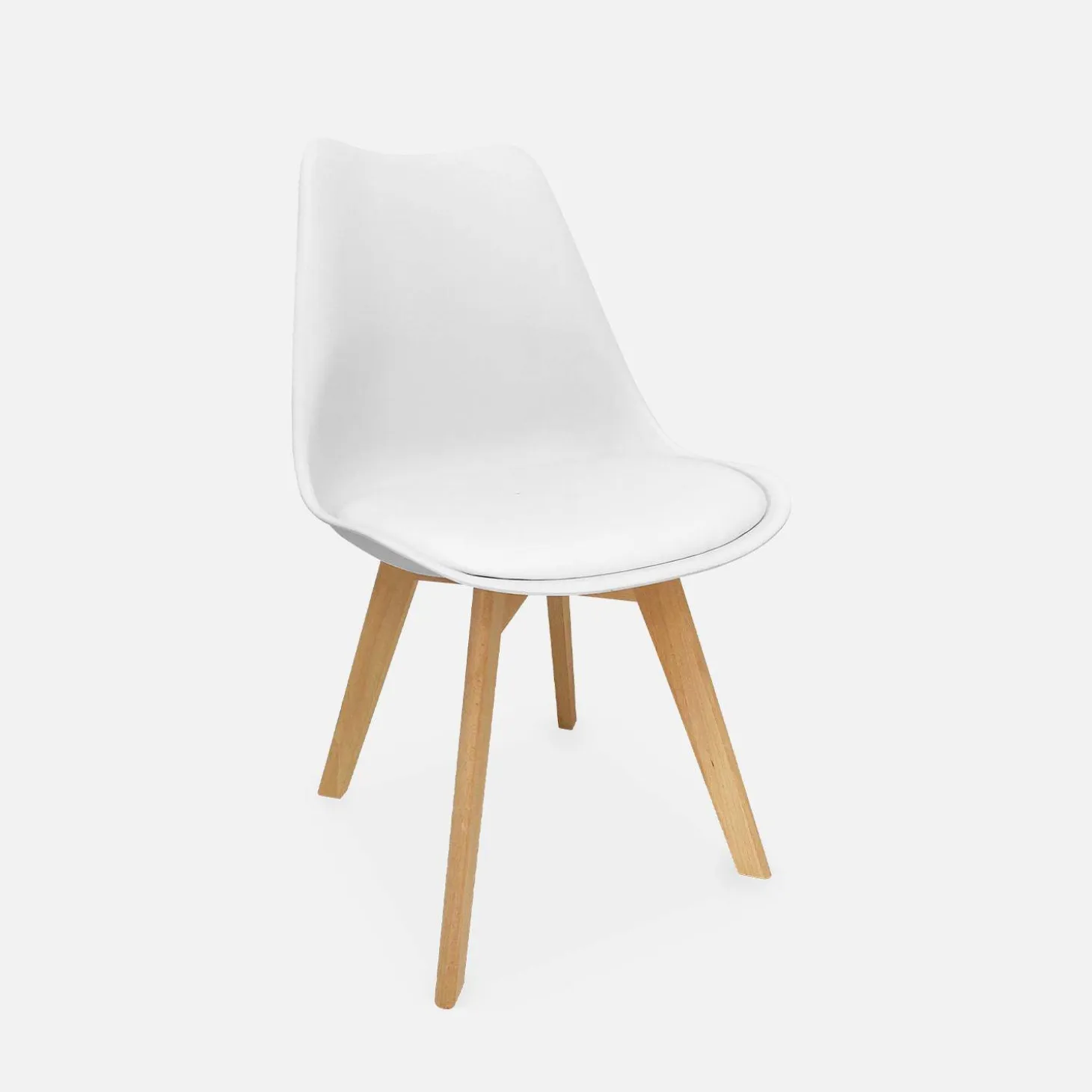 Pair of Scandi-style dining chairs with wooden legs
