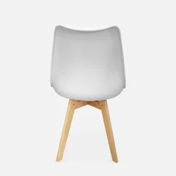 Pair of Scandi-style dining chairs with wooden legs