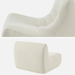 Pair of 1-seater armchairs in boucle fabric
