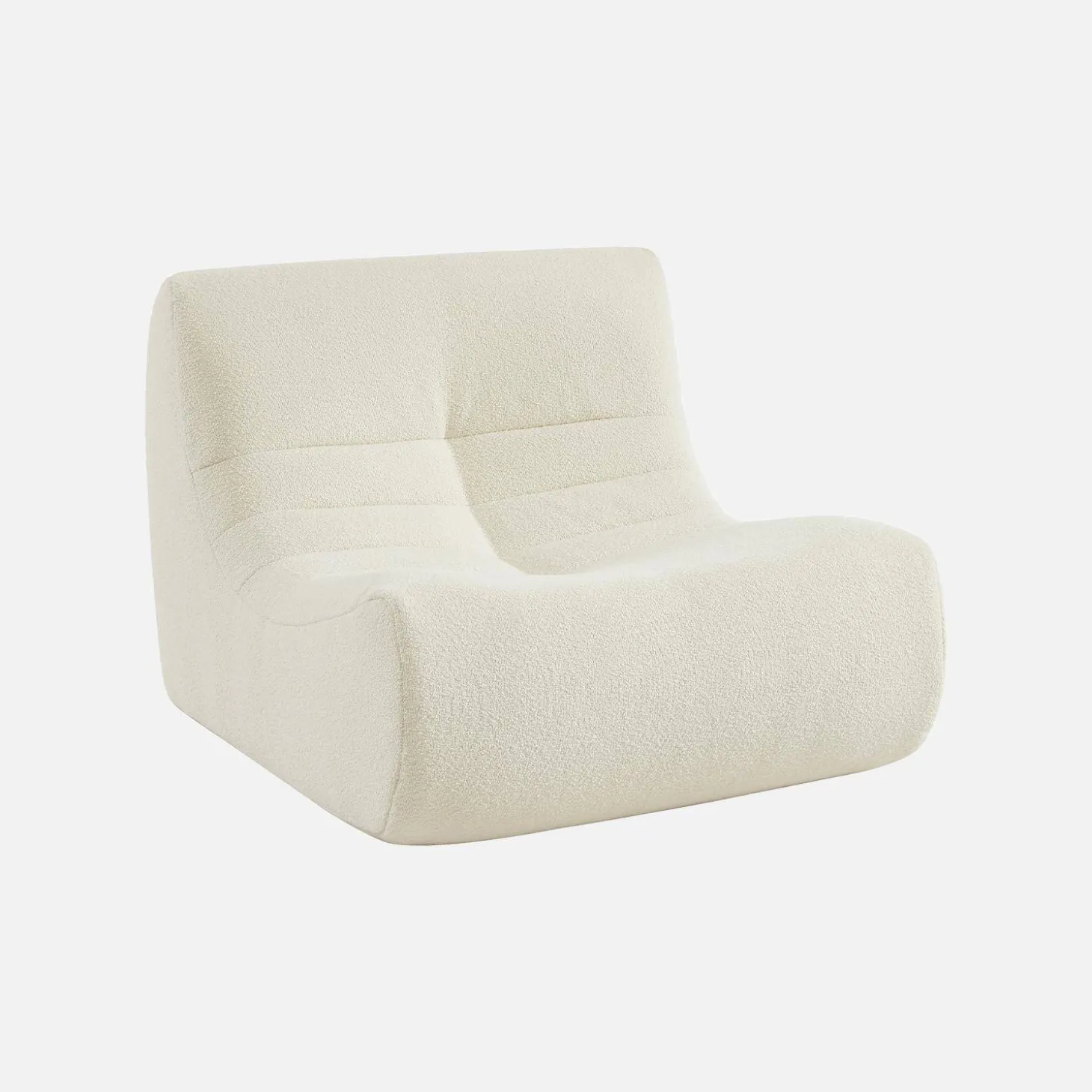 Pair of 1-seater armchairs in boucle fabric