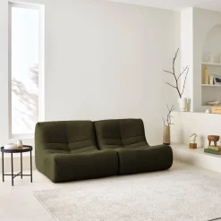 Pair of 1-seater armchairs in boucle fabric