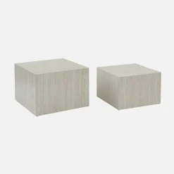 Pair of square coffee tables with marble effect