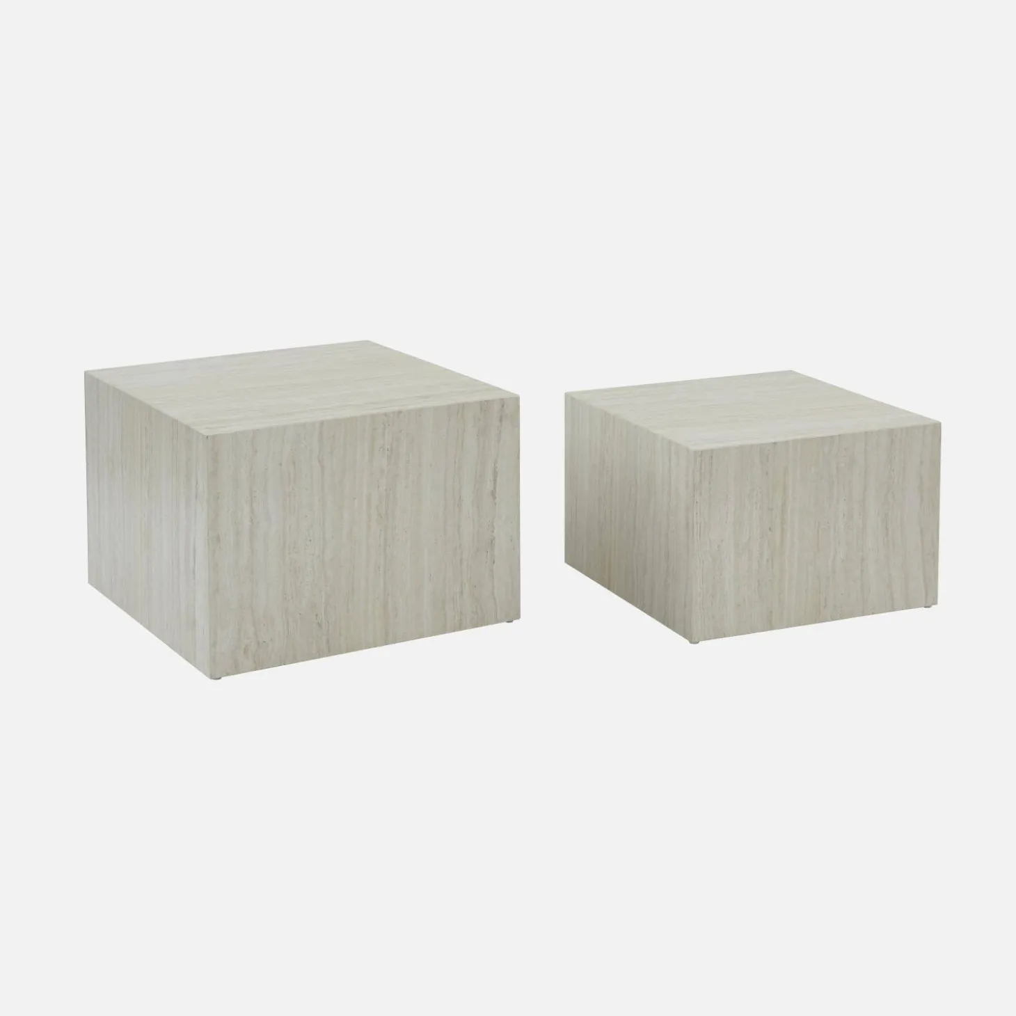 Pair of square coffee tables with marble effect