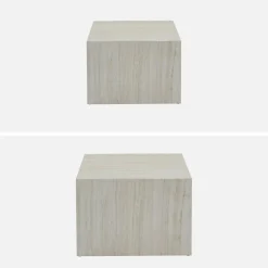 Pair of square coffee tables with marble effect