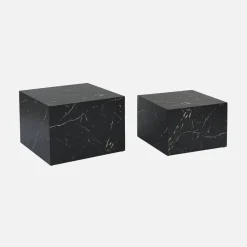 Pair of square coffee tables with marble effect