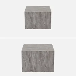 Pair of square coffee tables with marble effect