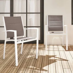 Pair of stackable aluminium garden armchairs