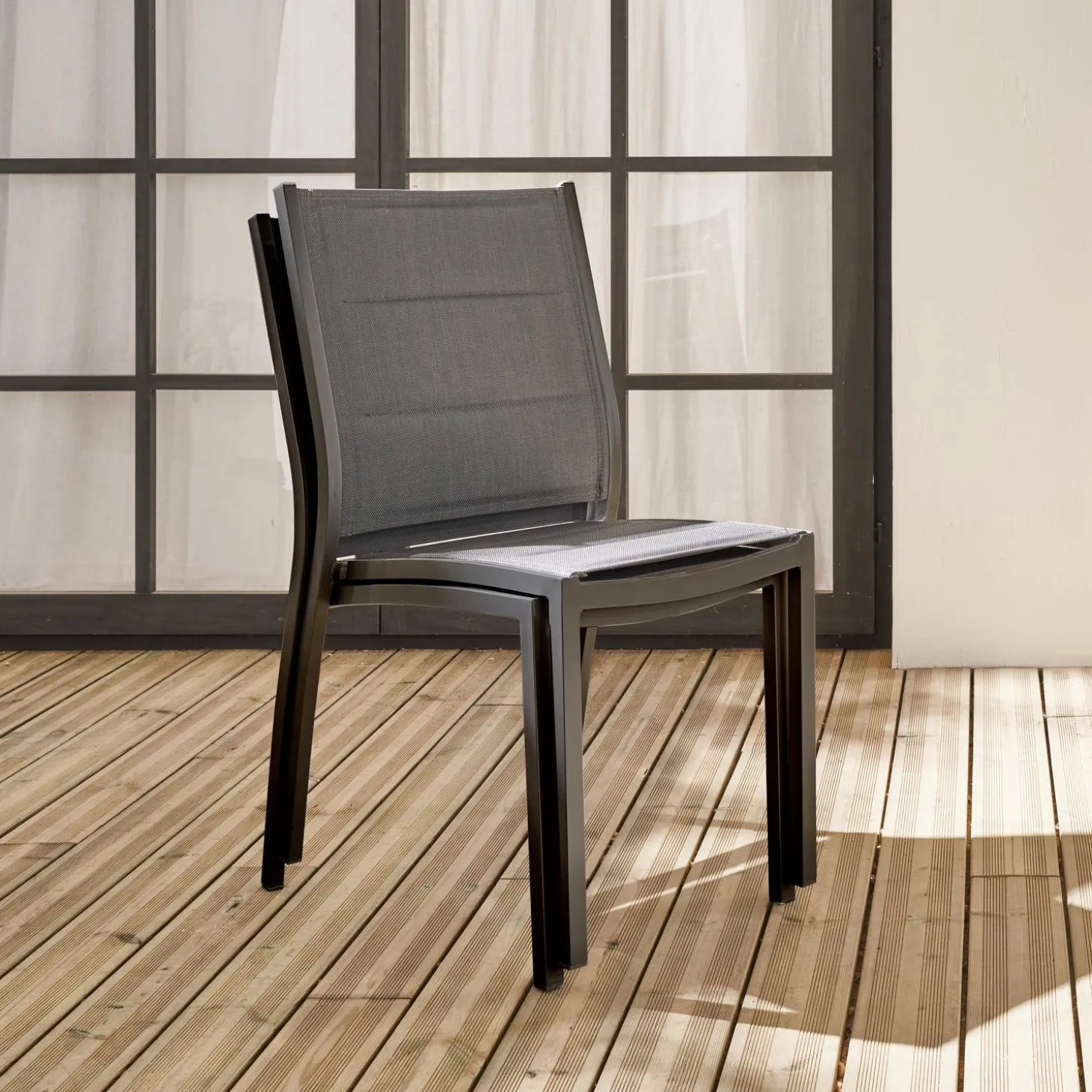 Pair of stackable aluminium garden chairs