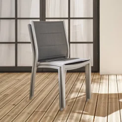 Pair of stackable aluminium garden chairs