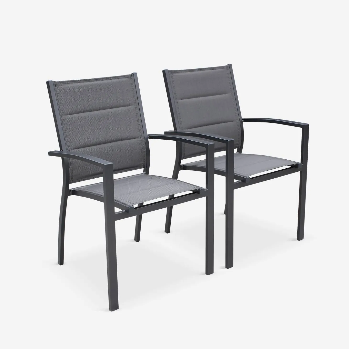 Pair of stackable aluminium garden armchairs