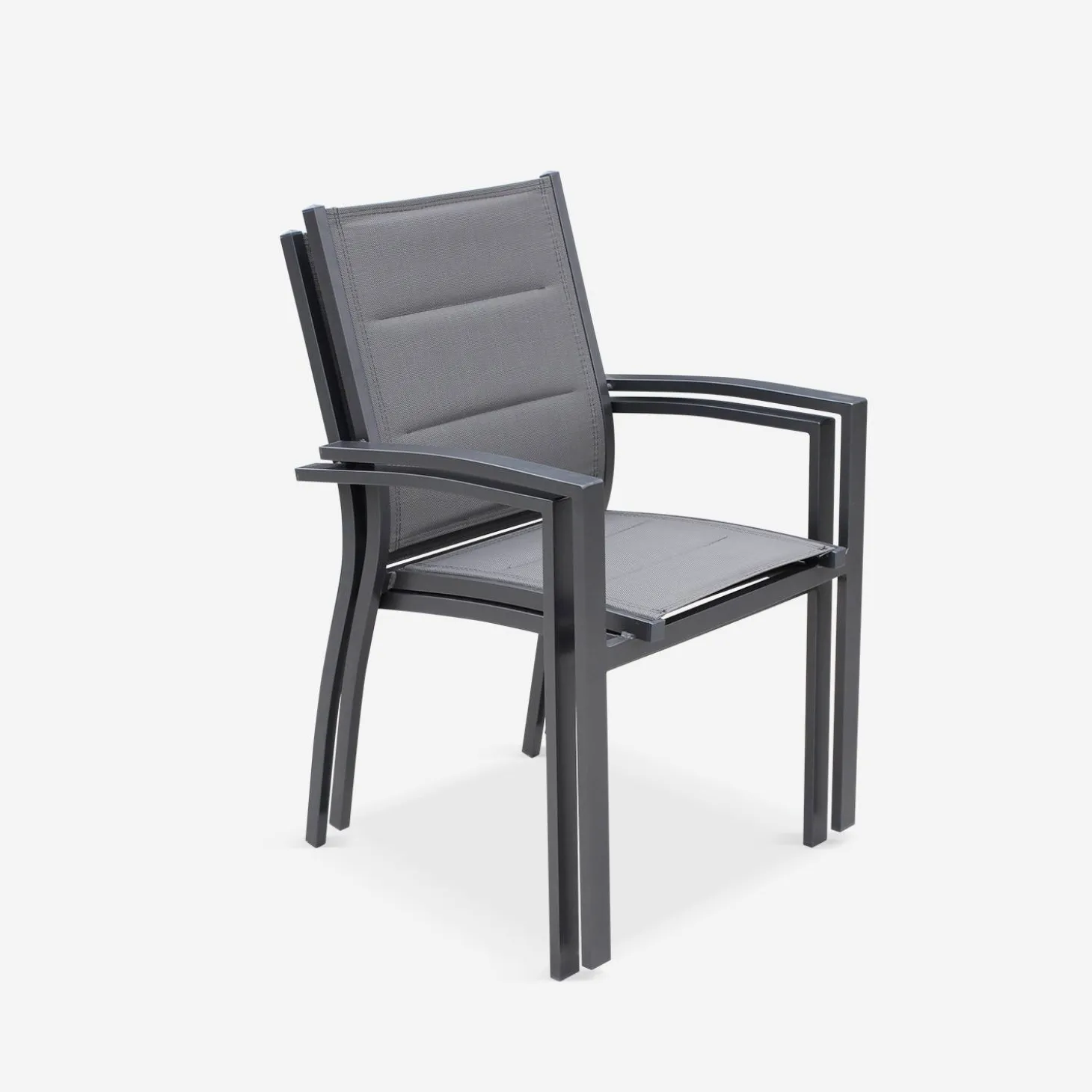 Pair of stackable aluminium garden armchairs