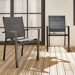 Pair of stackable aluminium garden armchairs