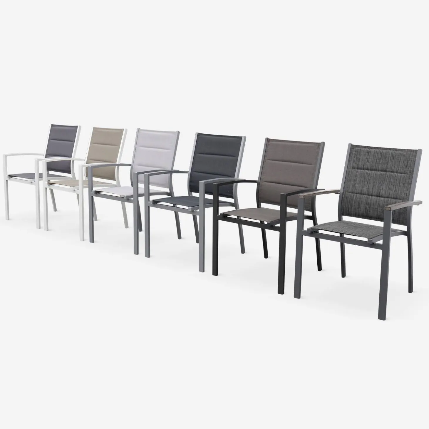 Pair of stackable aluminium garden armchairs
