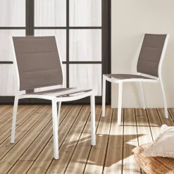 Pair of stackable aluminium garden chairs