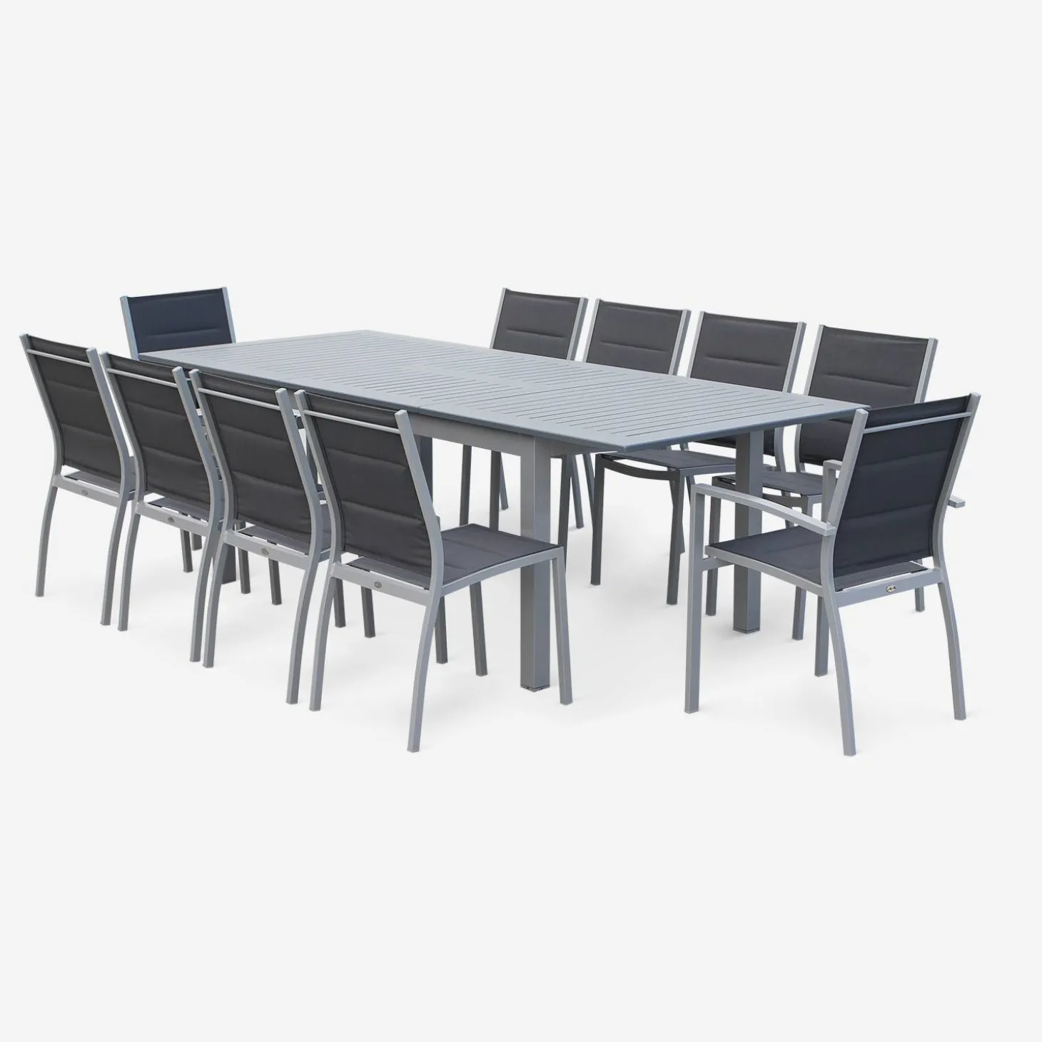 Pair of stackable aluminium garden armchairs