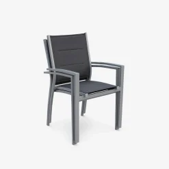 Pair of stackable aluminium garden armchairs