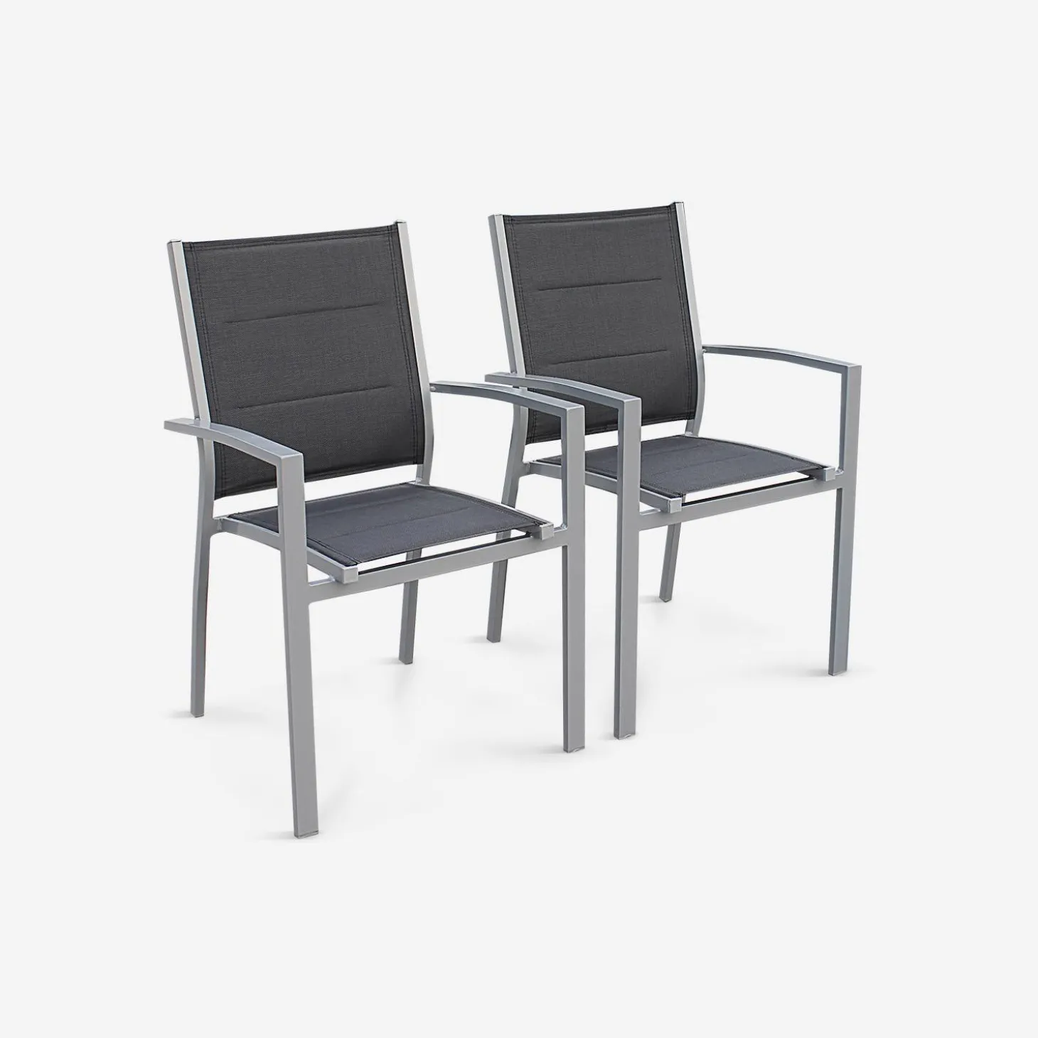 Pair of stackable aluminium garden armchairs