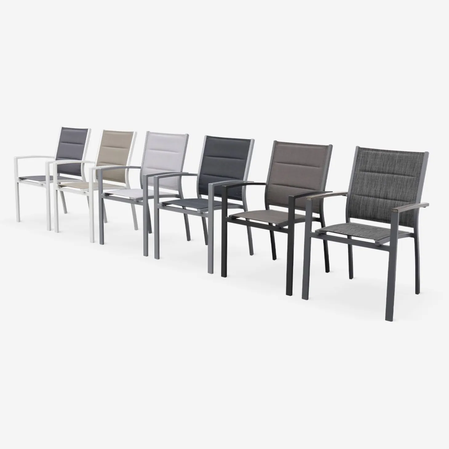 Pair of stackable aluminium garden armchairs