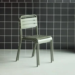 Pair of steel and stackable garden chairs