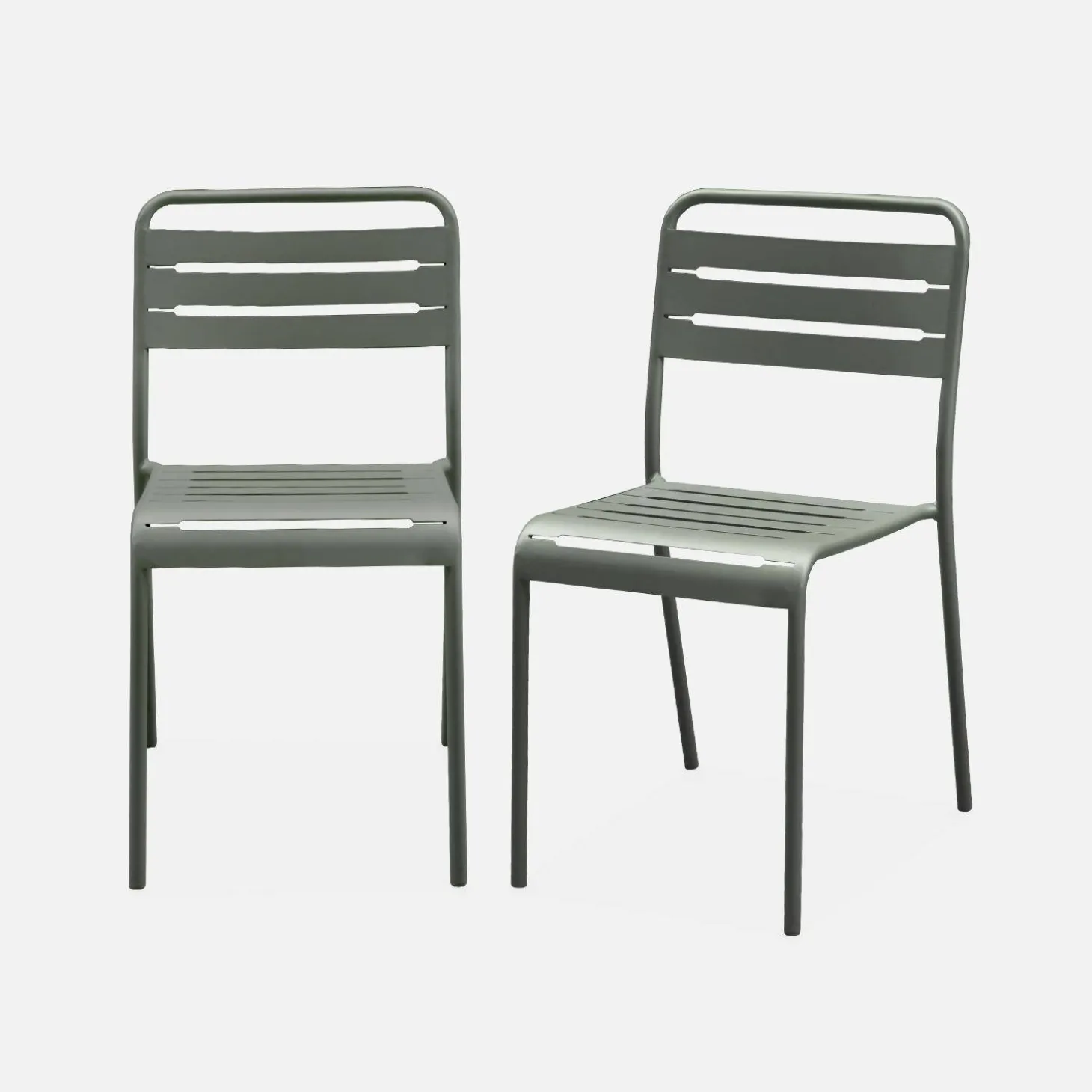 Pair of steel and stackable garden chairs