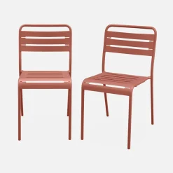 Pair of steel and stackable garden chairs