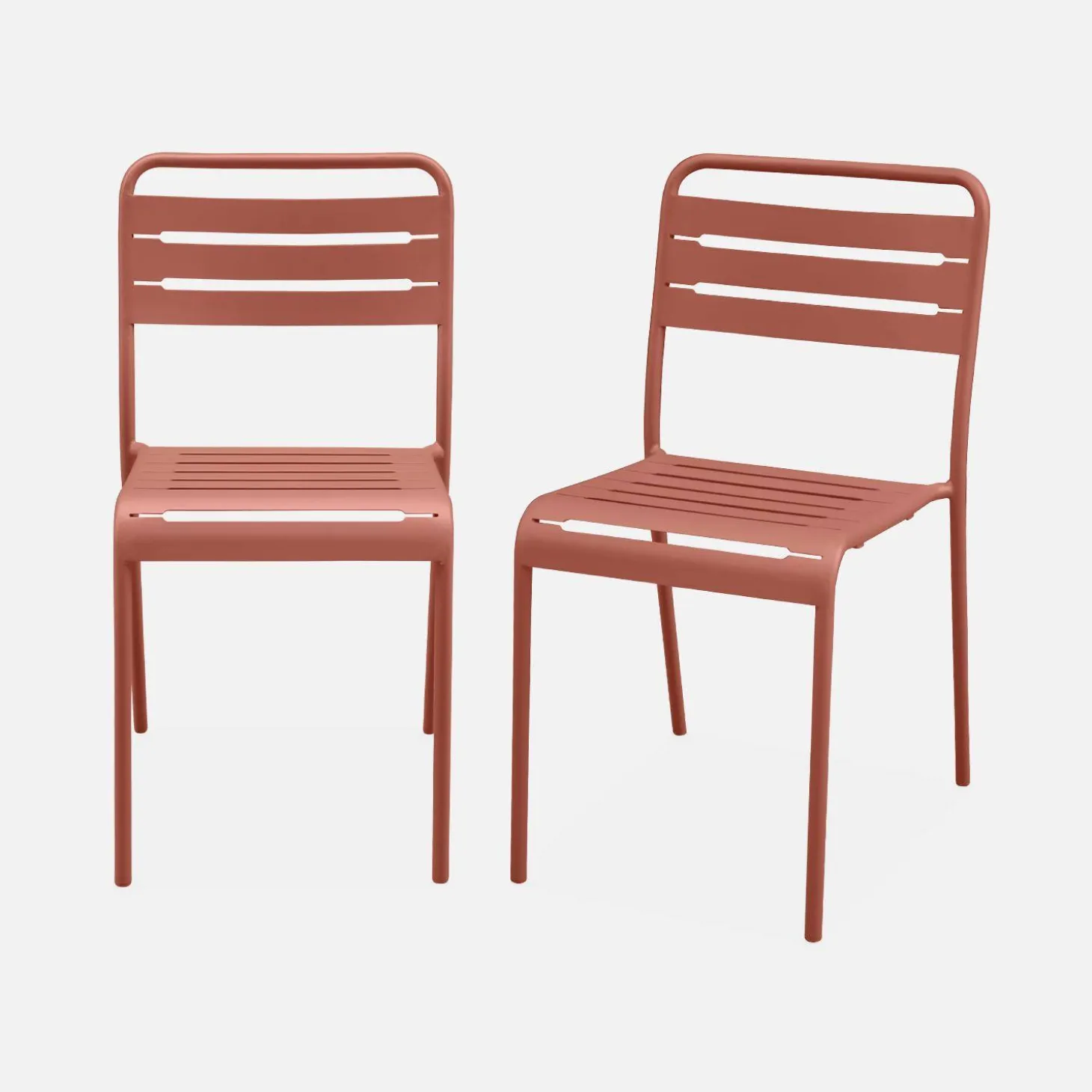 Pair of steel and stackable garden chairs