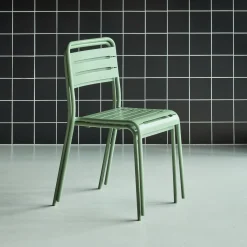 Pair of steel and stackable garden chairs