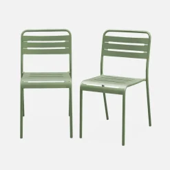 Pair of steel and stackable garden chairs