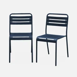 Pair of steel and stackable garden chairs