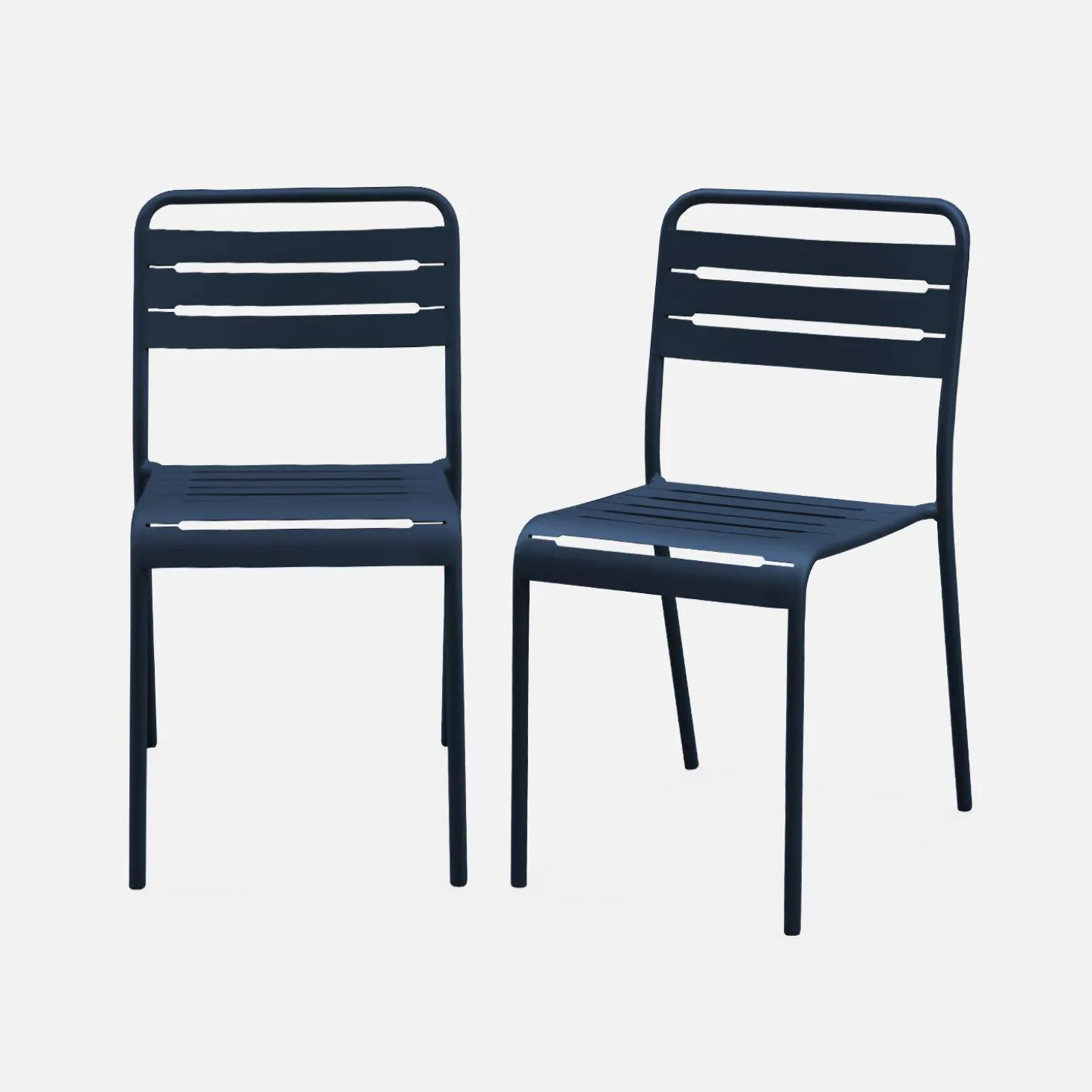 Pair of steel and stackable garden chairs