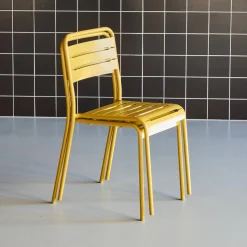 Pair of steel and stackable garden chairs