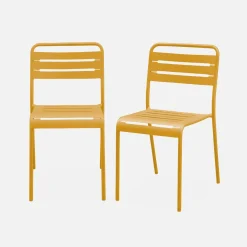 Pair of steel and stackable garden chairs