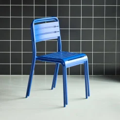 Pair of steel and stackable garden chairs