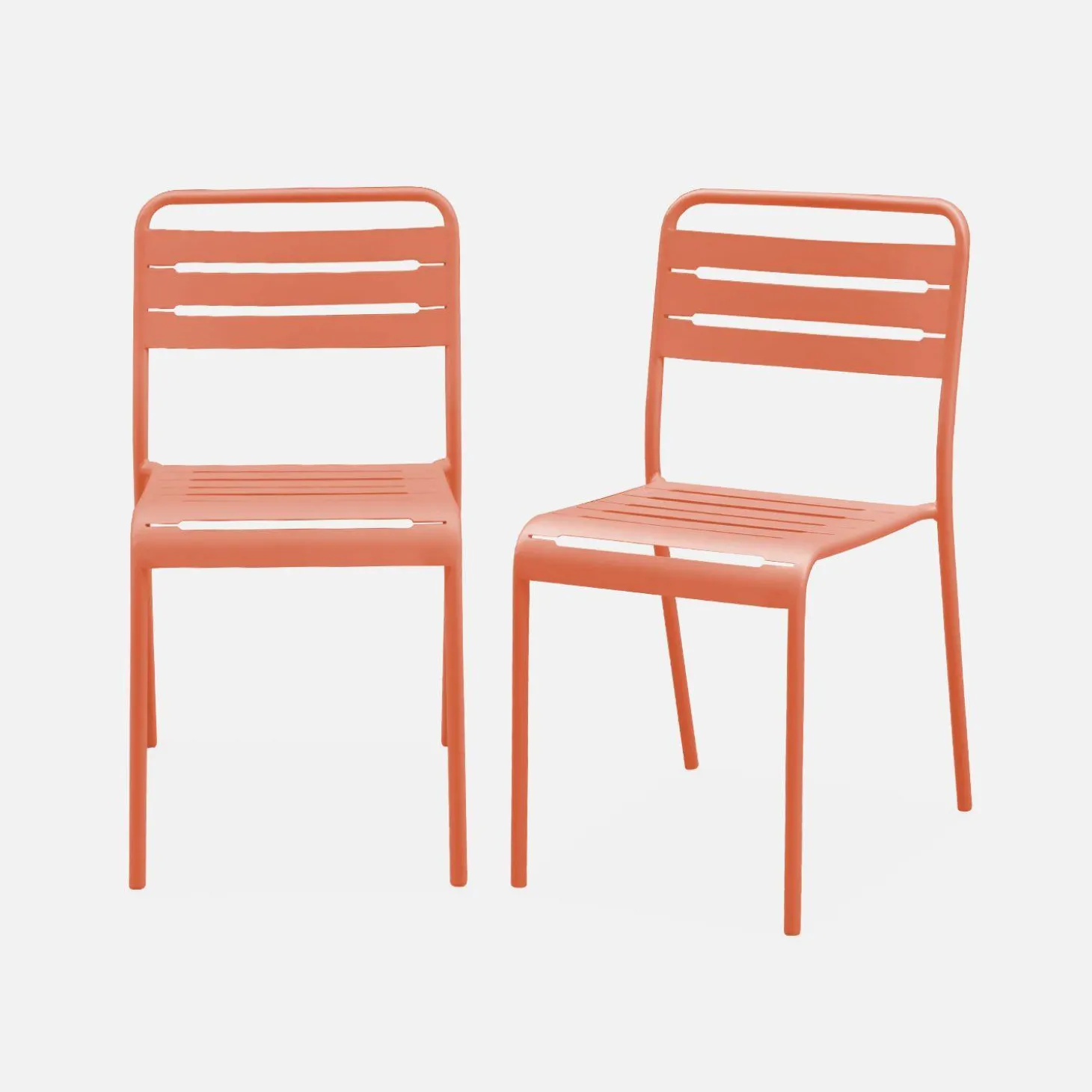 Pair of steel and stackable garden chairs
